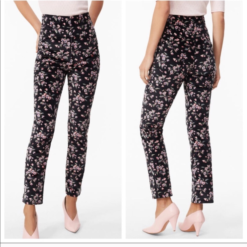 Rebecca Taylor Black Skinny Jeans with Pink Floral Print - Picture 2 of 16